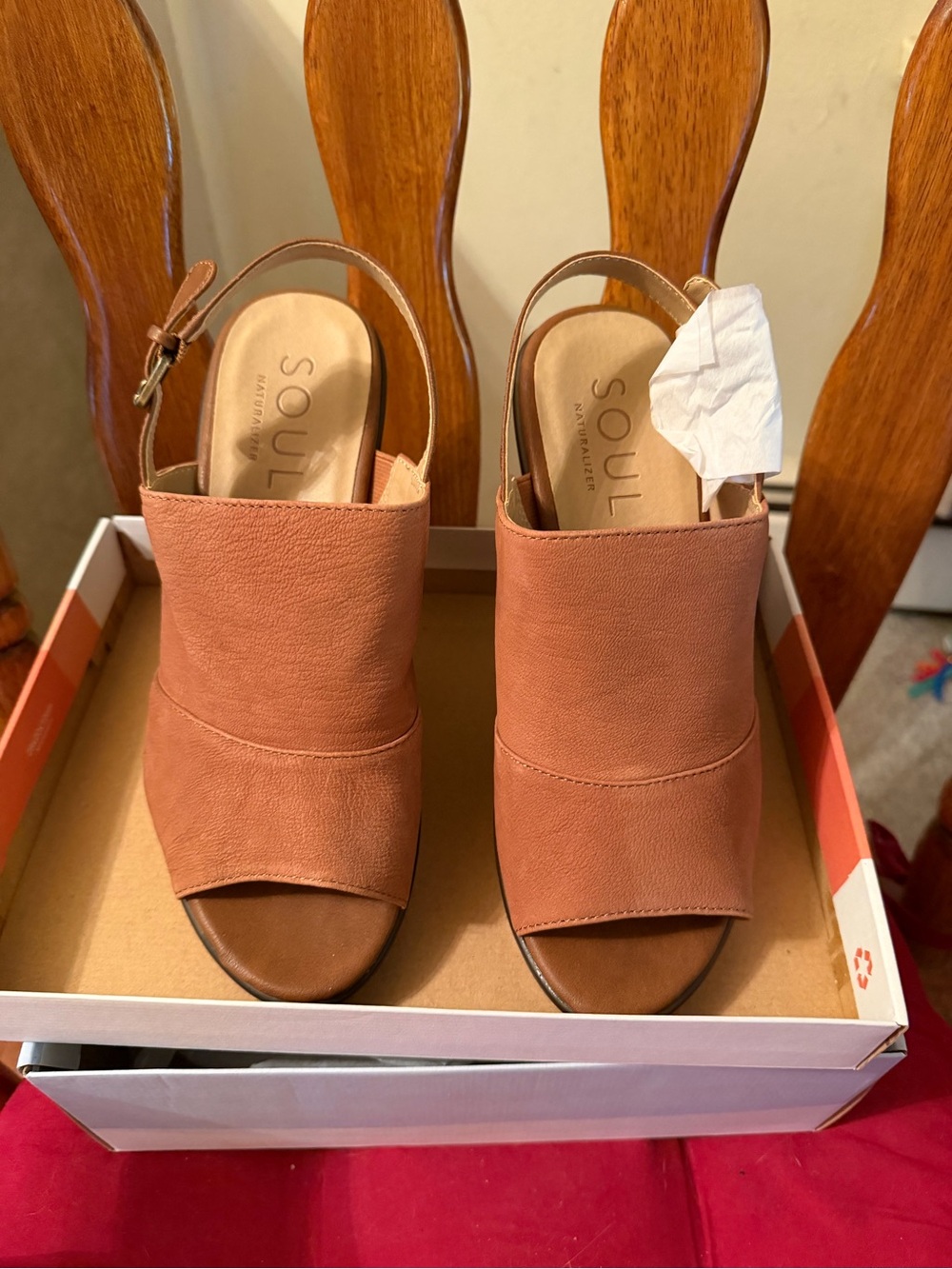SOUL Naturalizer Women's Peep-Toe Slingback Mules in Terracotta